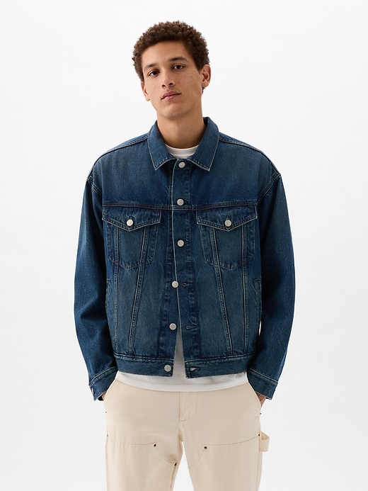 Image number 1 showing, Organic Cotton Relaxed Denim Icon Jacket