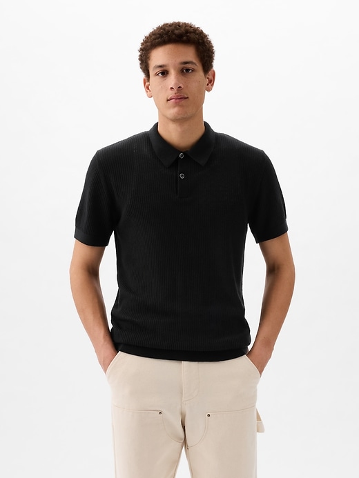 Image number 1 showing, Crochet Polo Shirt