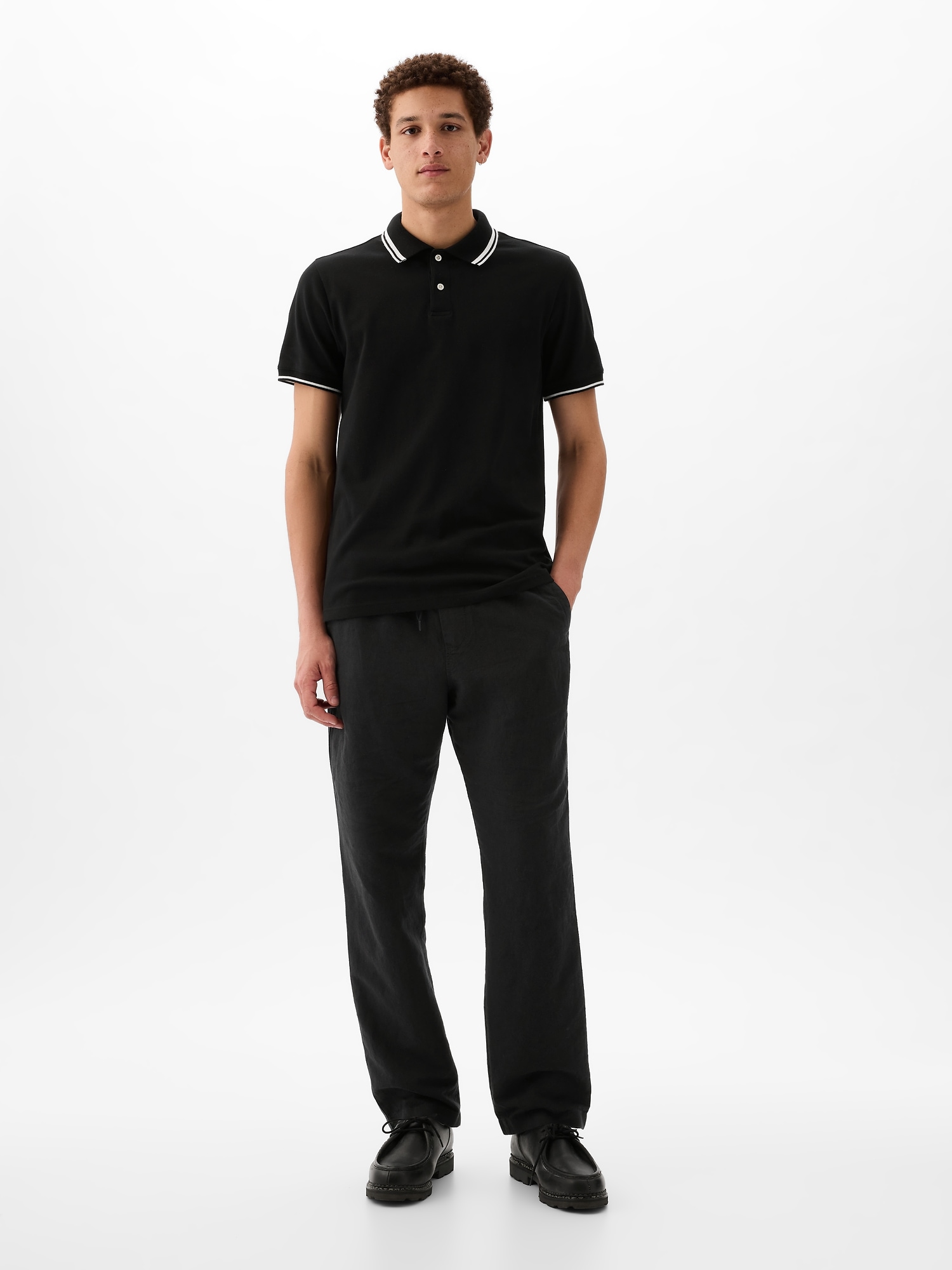 Shop Gap Linen-cotton Pull-on Pants In Black