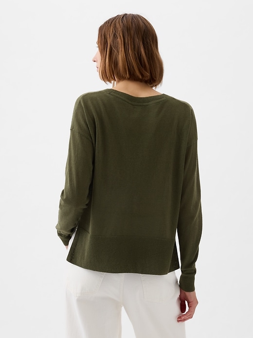 Image number 2 showing, 24/7 Split-Hem Linen-Blend Sweater