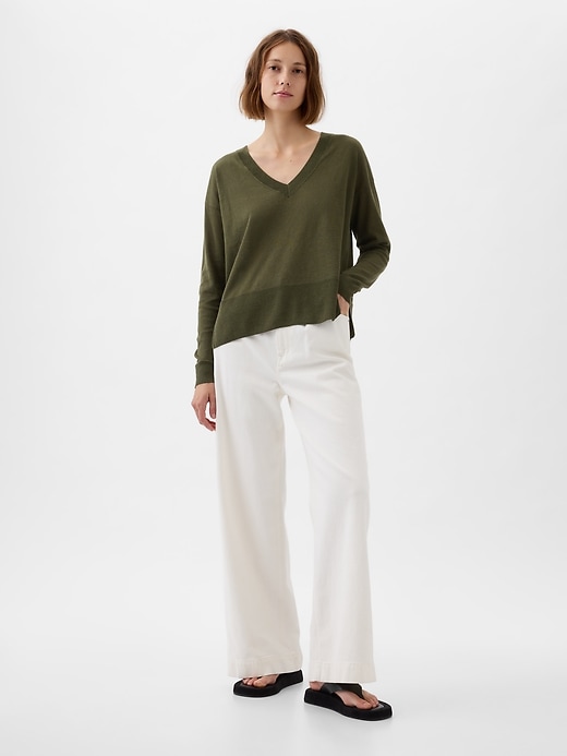 Image number 3 showing, 24/7 Split-Hem Linen-Blend Sweater