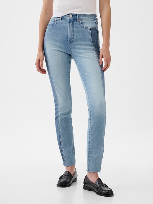 Image number 2 showing, High Rise Patchwork Vintage Slim Jeans