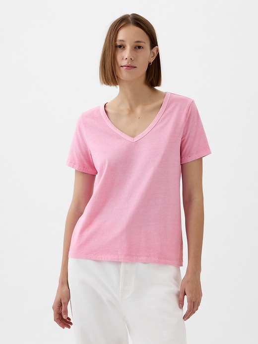 Image number 1 showing, Organic Cotton Vintage V-Neck T-Shirt