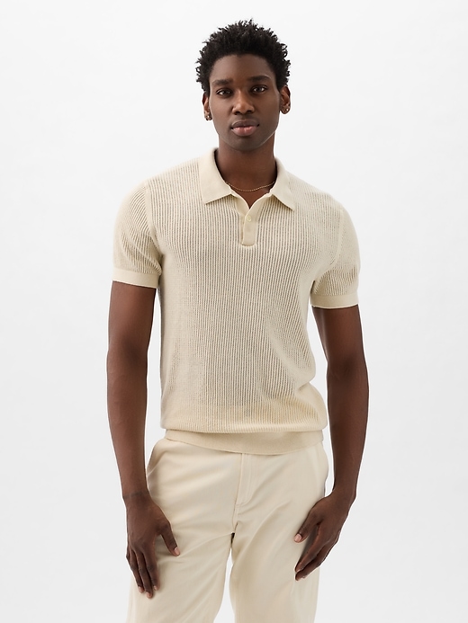 Image number 1 showing, Crochet Polo Shirt