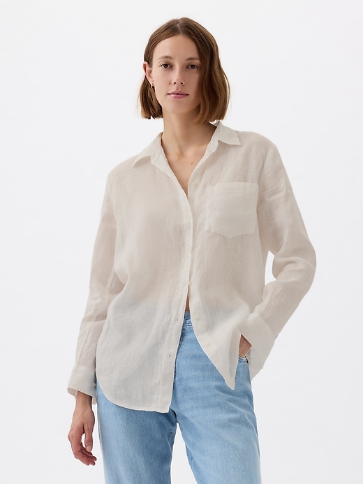 Image number 3 showing, 100% Linen Boyfriend Shirt