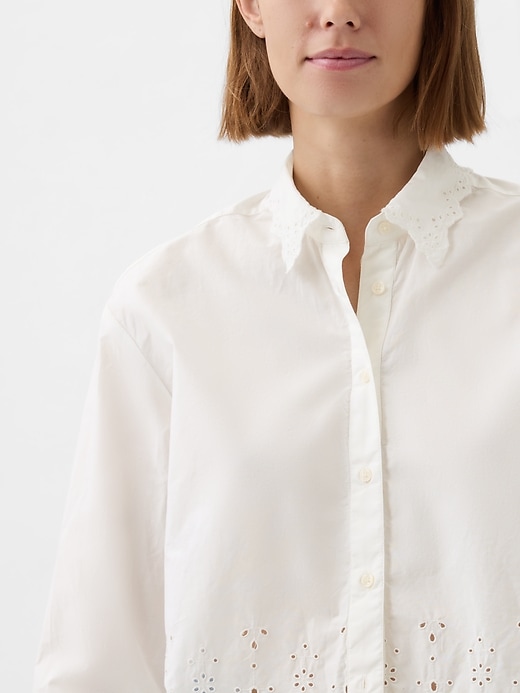 Image number 4 showing, Eyelet Cropped Shirt