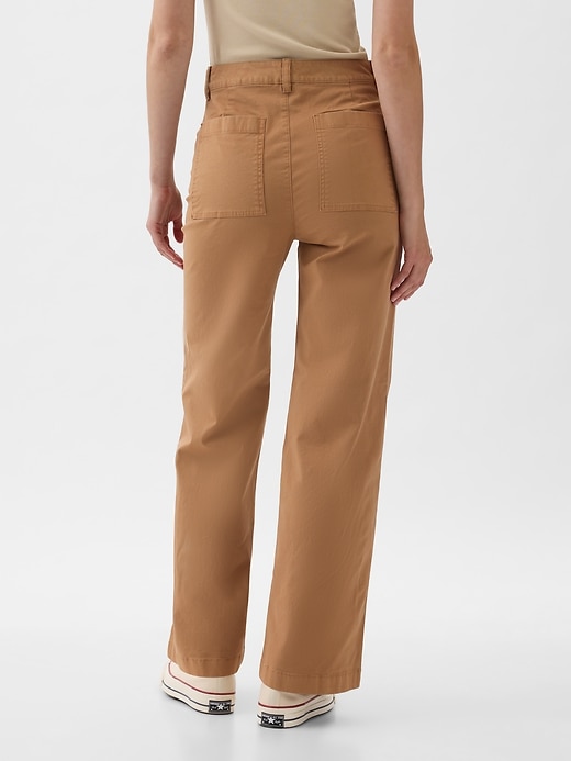 Image number 4 showing, High Stride Wide-Leg Ankle Khakis