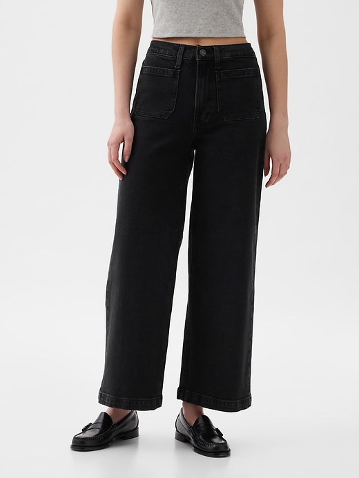 Image number 2 showing, High Rise Stride Wide-Leg Ankle Jeans