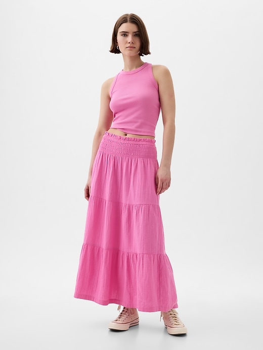 Image number 3 showing, Crinkle Gauze Tiered Maxi Skirt