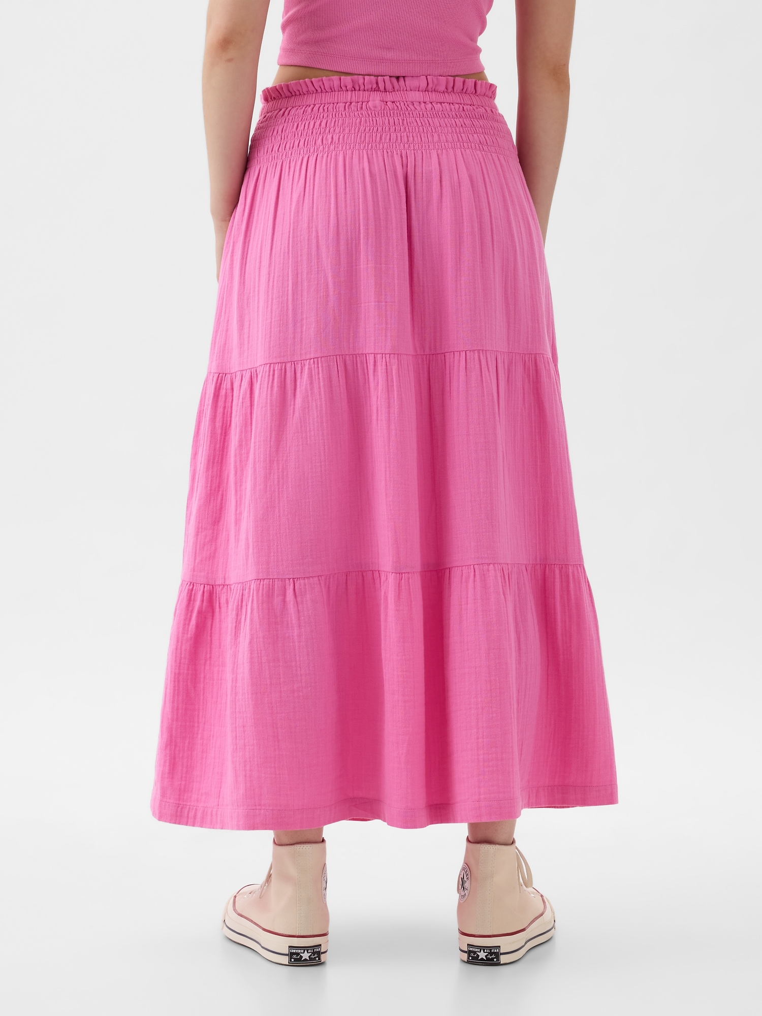 Crinkle Gauze Tiered Maxi Skirt | Gap