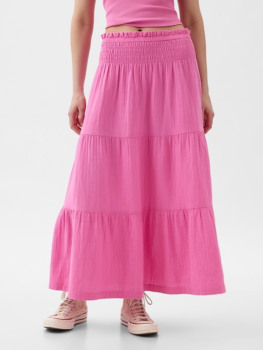 Image number 1 showing, Crinkle Gauze Tiered Maxi Skirt