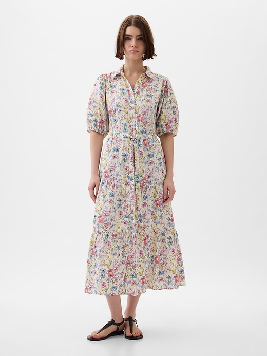 Image number 1 showing, Puff Sleeve Midi Dress