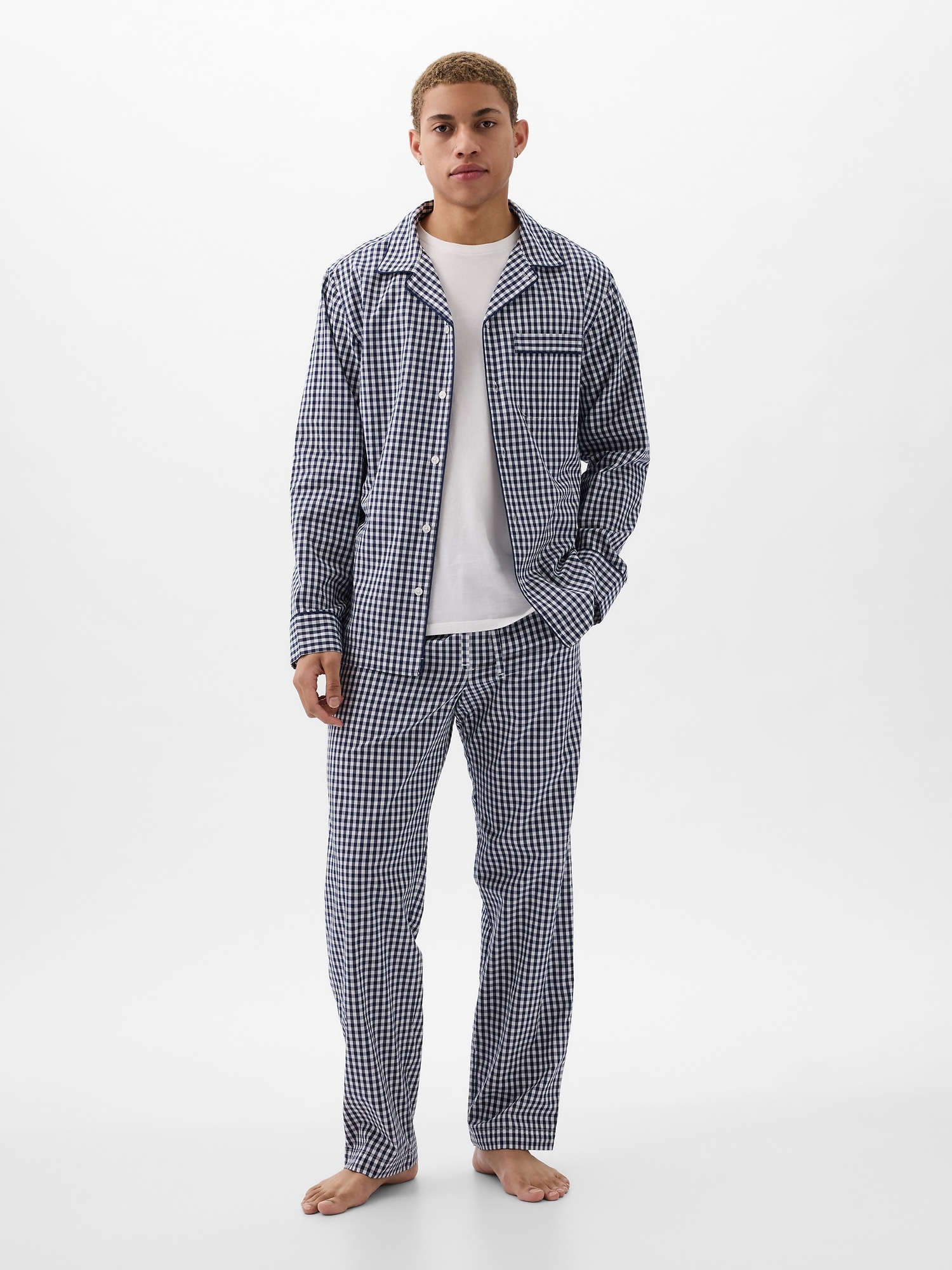 2-pack Relaxed Fit Poplin Pajama Pants - White/dark gray - Men