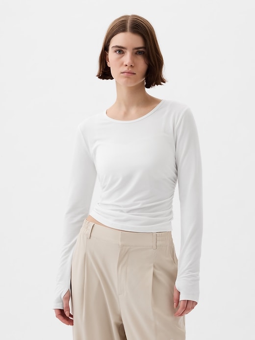 Image number 1 showing, GapFit Breathe Ruched Cropped T-Shirt