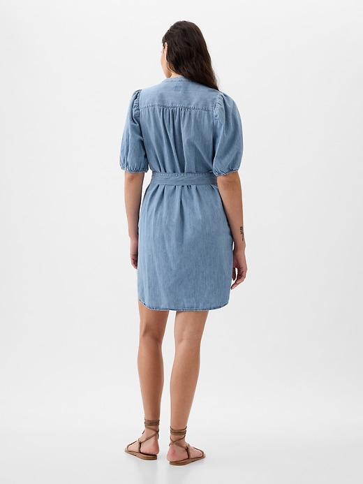 Image number 5 showing, Puff Sleeve Denim Mini Dress