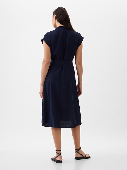 Image number 5 showing, Linen-Blend Midi Shirtdress
