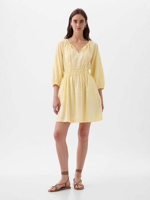 Image number 1 showing, Linen-Blend Mini Dress