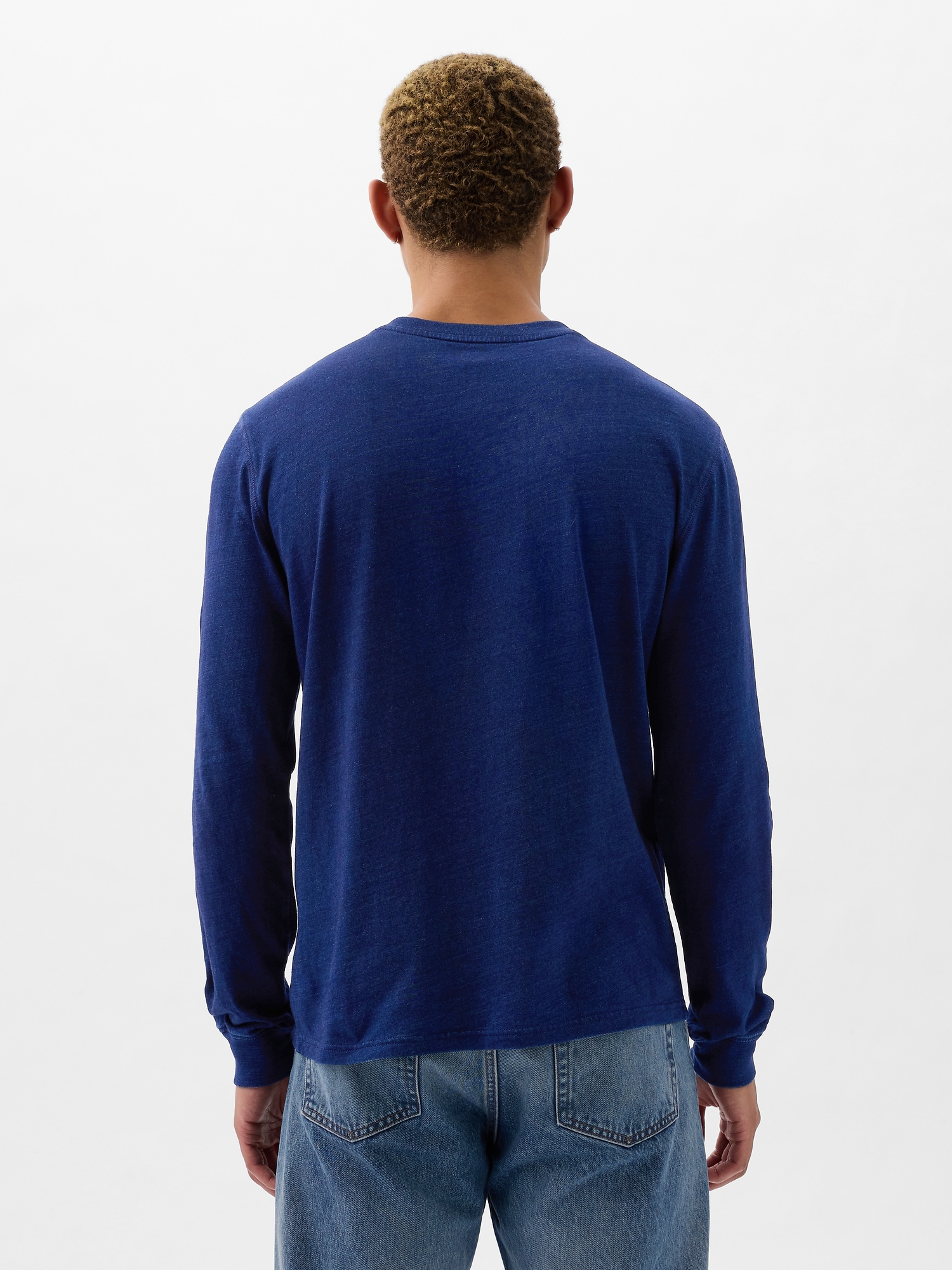 GAP Men's Soft Cotton Raglan Short Sleeve Henley Shirt (Medieval Blue, XL)  