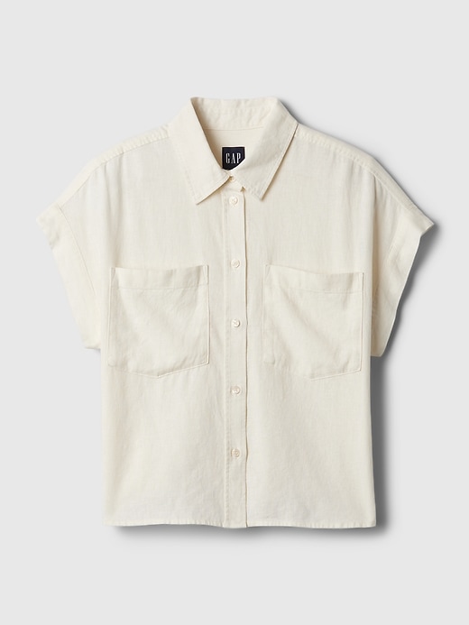Image number 4 showing, Linen-Blend Cropped Shirt