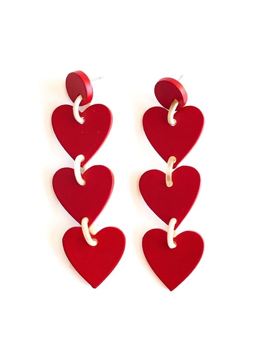 Image number 1 showing, Red Drop Heart Earrings