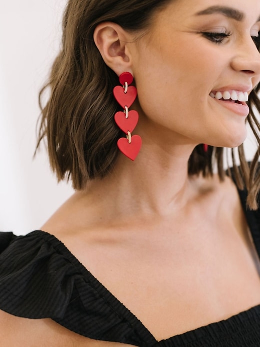 Image number 2 showing, Red Drop Heart Earrings