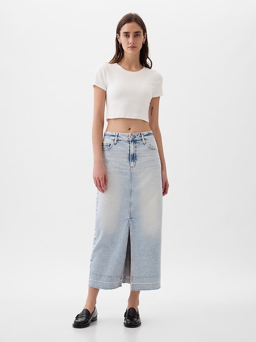 Image number 3 showing, Denim Midi Skirt