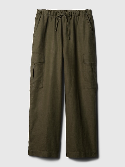 Image number 7 showing, Mid Rise Linen-Cotton Pull-On Cargo Pants