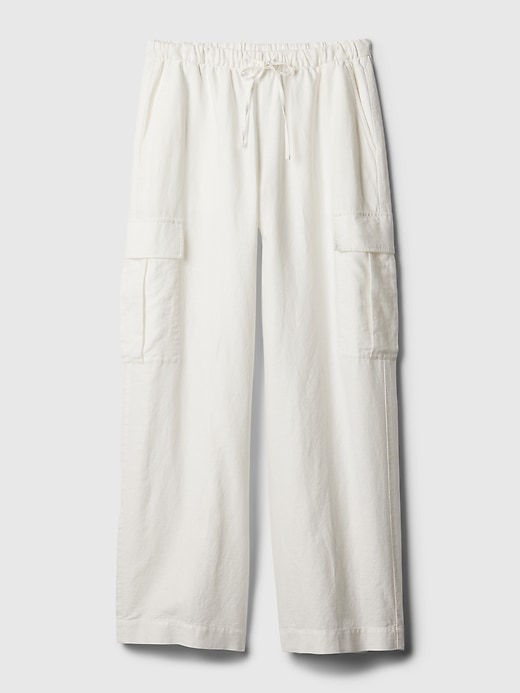 Image number 7 showing, Mid Rise Linen-Cotton Pull-On Cargo Pants