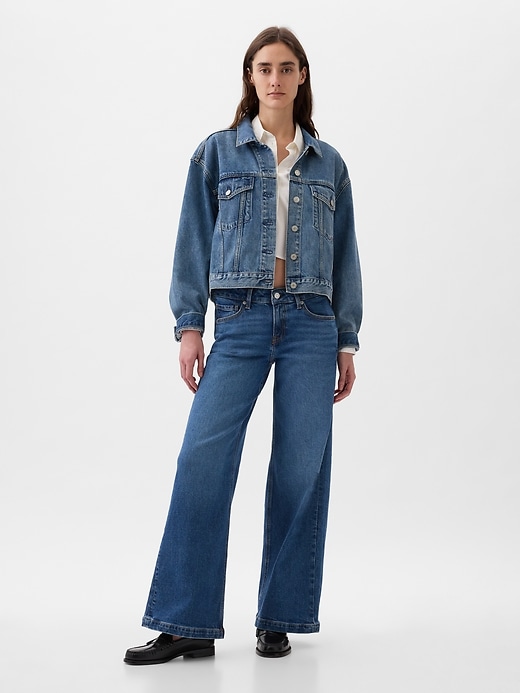 Image number 1 showing, Low Rise Stride Wide-Leg Jeans