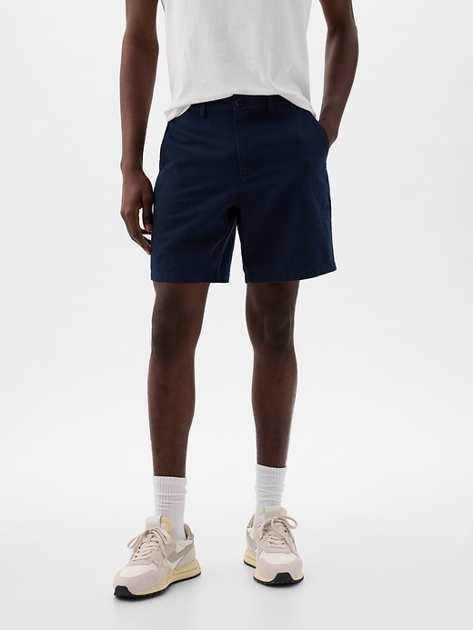 Image number 2 showing, 8" Linen-Cotton Shorts