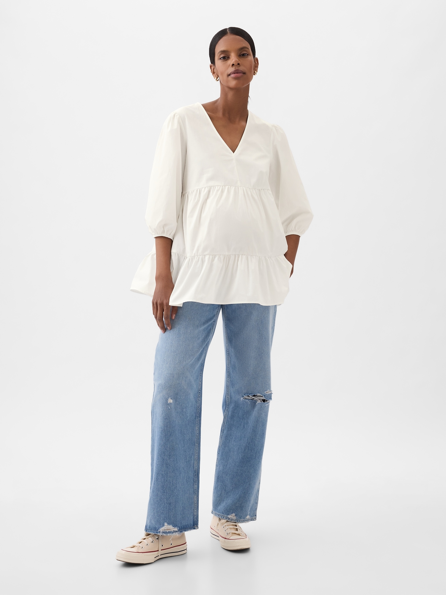 Gap Maternity Tiered Tunic In Off White