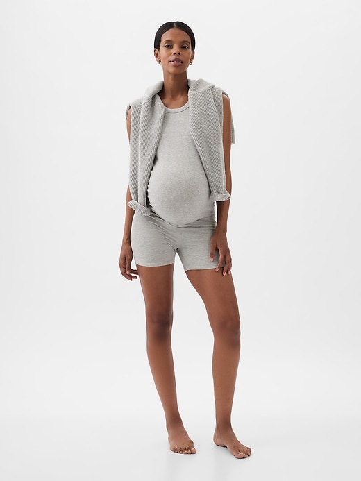 Image number 1 showing, Maternity Rib PJ Shorts