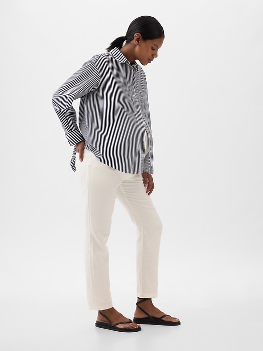 Image number 3 showing, Maternity Full Panel Linen-Cotton Pants