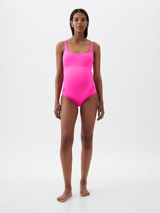 Image number 1 showing, Maternity Square Neck One-Piece Swimsuit