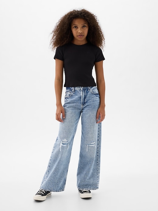 Image number 1 showing, Kids Low Rise Stride Wide-Leg Jeans