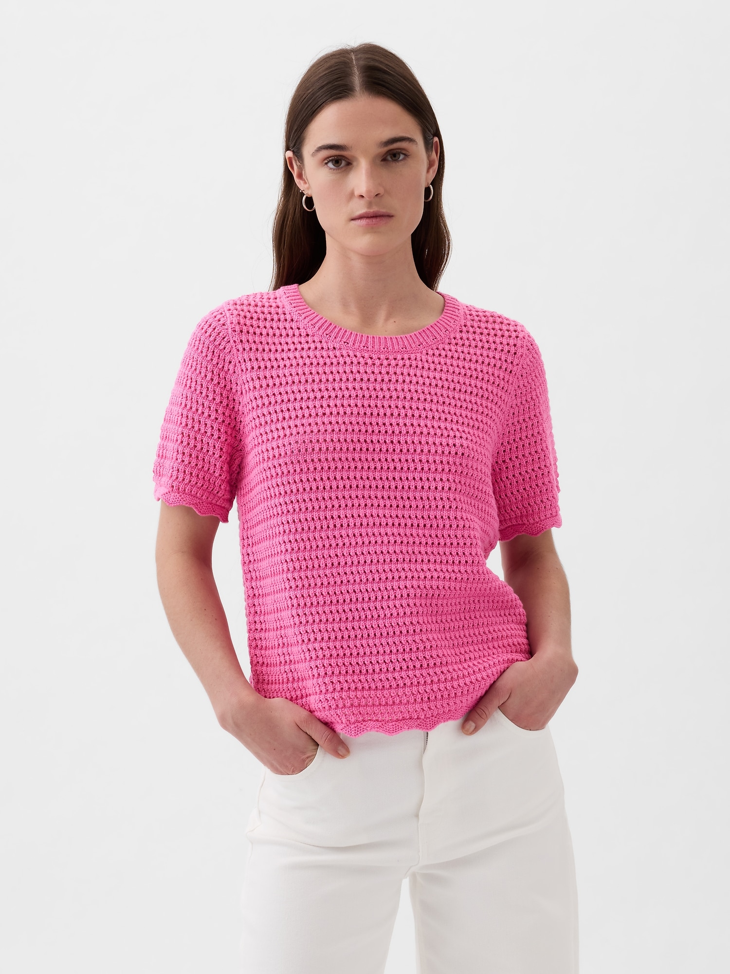 Shop Gap Crochet Sweater In Indie Pink