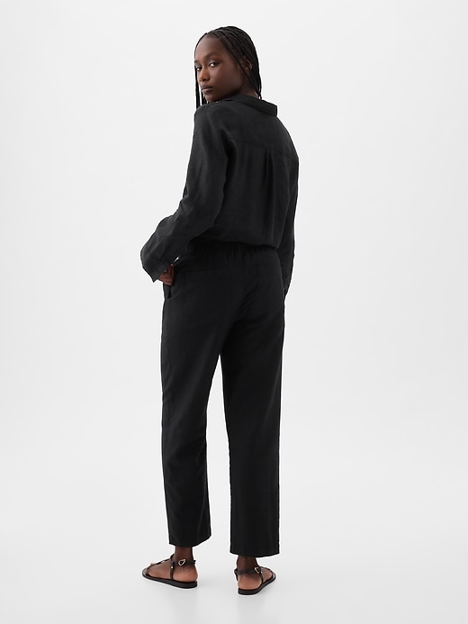 Image number 4 showing, High Rise Linen-Cotton Pull-On Pants