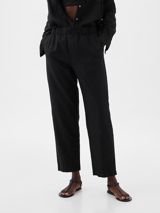 Image number 2 showing, High Rise Linen-Cotton Pull-On Pants