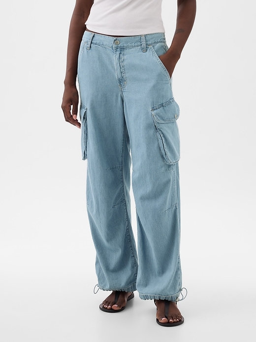 Image number 2 showing, Mid Rise Wide Baggy Cargo Jeans