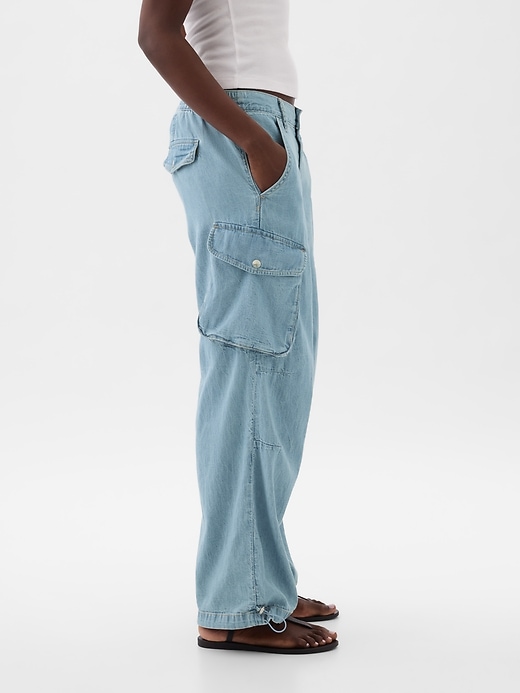 Image number 3 showing, Mid Rise Wide Baggy Cargo Jeans