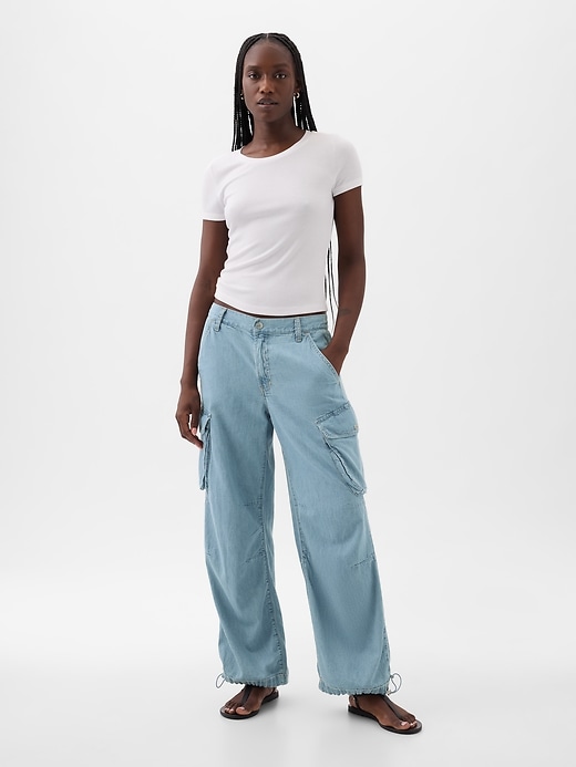 Image number 1 showing, Mid Rise Wide Baggy Cargo Jeans
