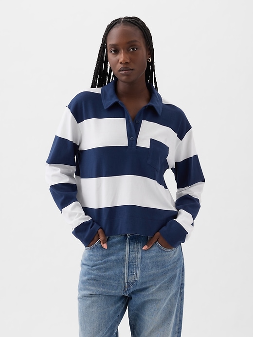 Image number 1 showing, Cropped Rugby Polo Shirt