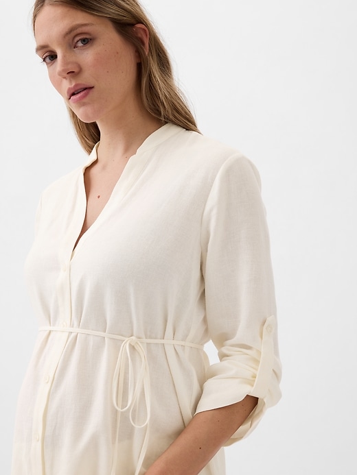 Image number 4 showing, Maternity Linen-Blend Shirt