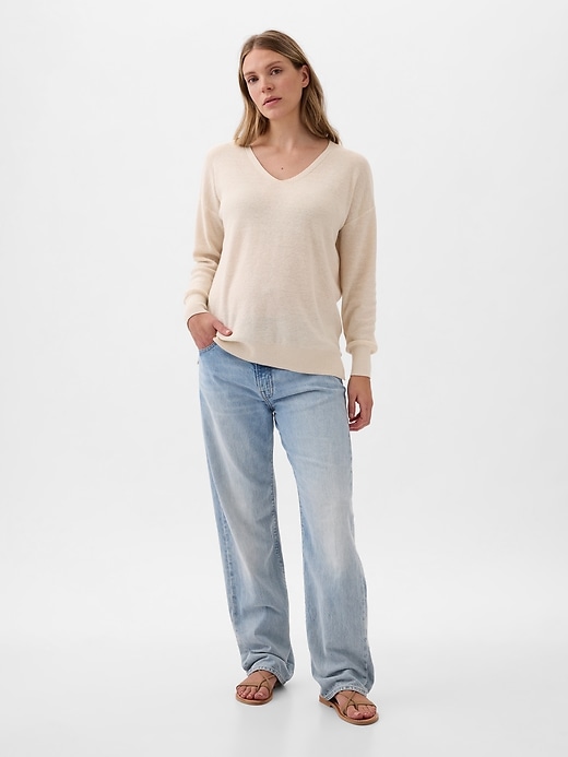 Image number 1 showing, Maternity Linen-Blend Sweater