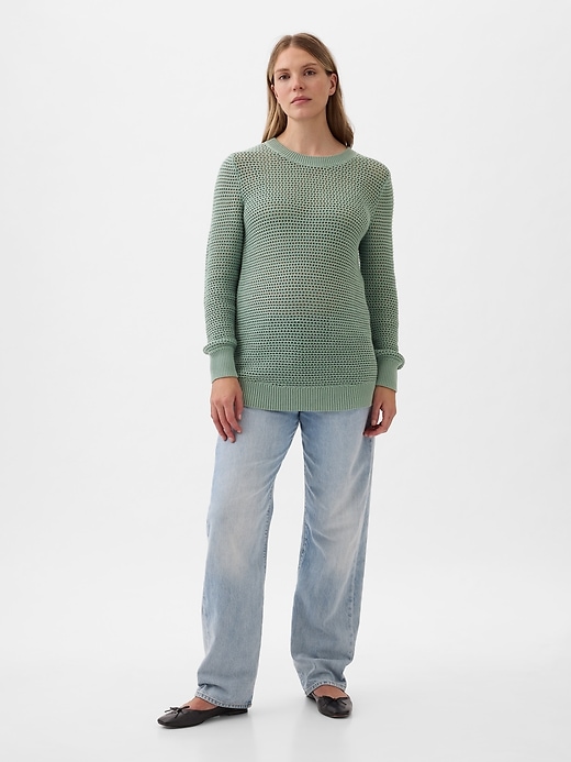 Image number 1 showing, Maternity Crochet Sweater