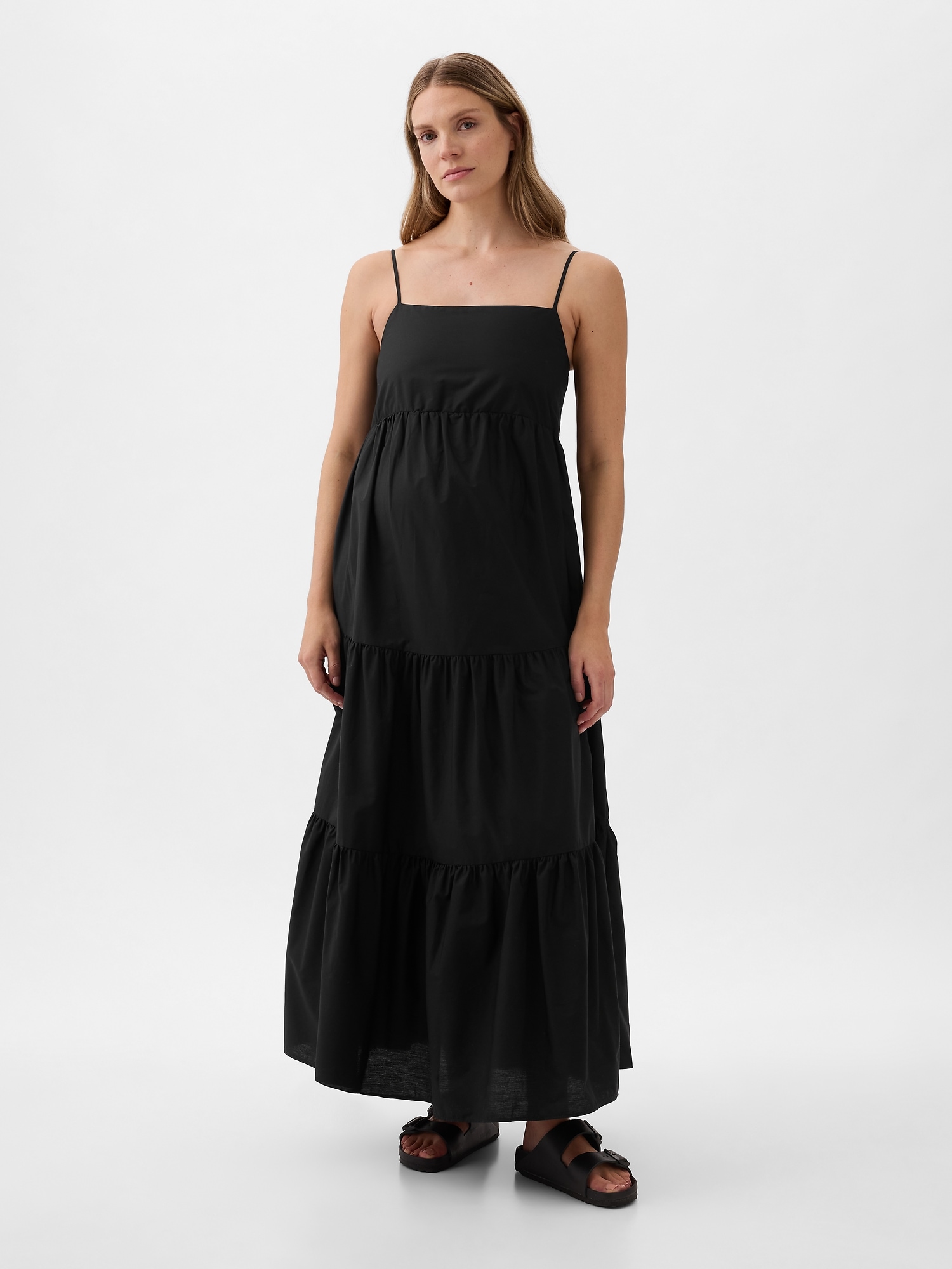Gap Maternity Tiered Maxi Dress In Black