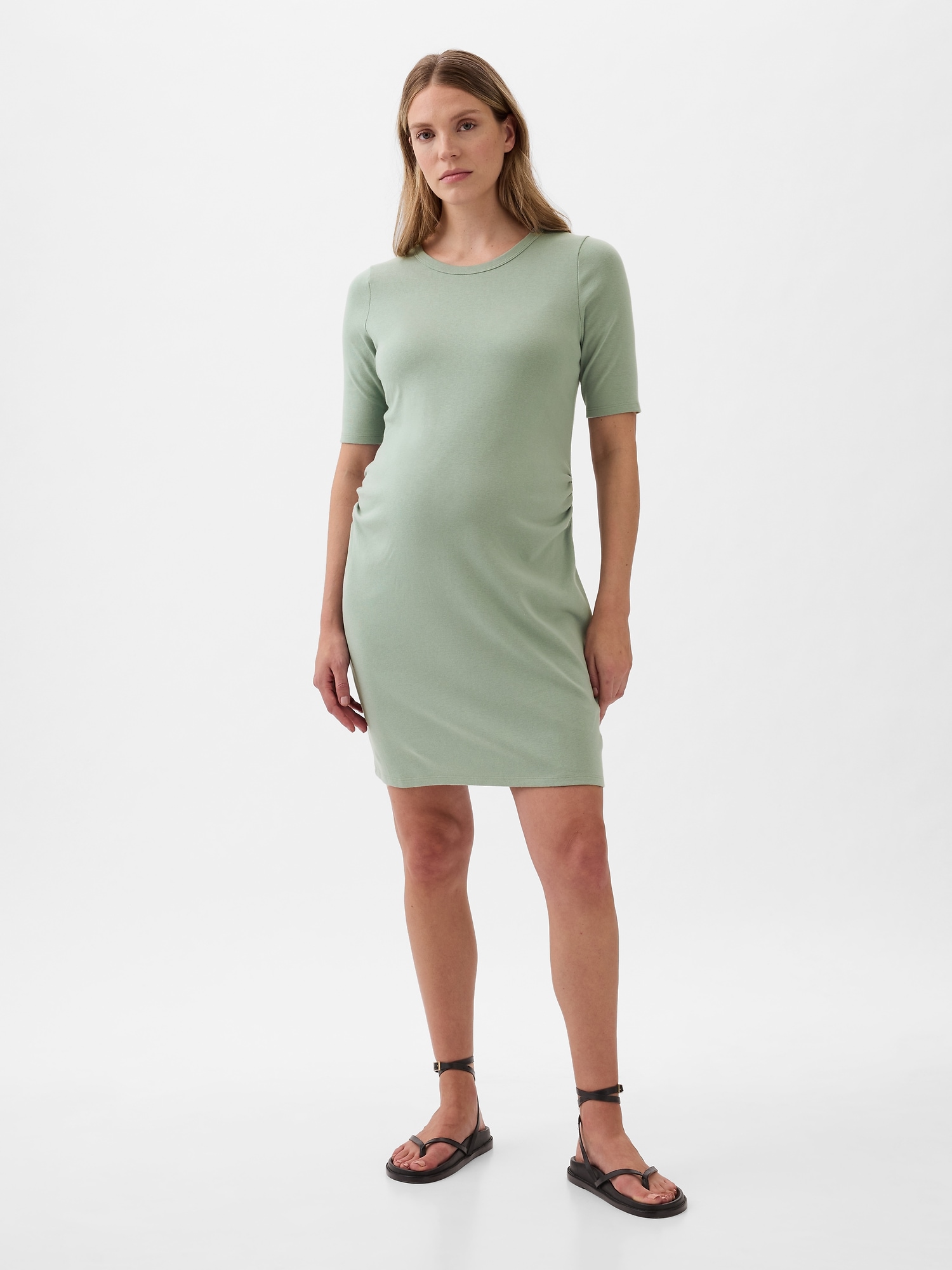 Gap Maternity Modern Mini T-shirt Dress In Sage Green