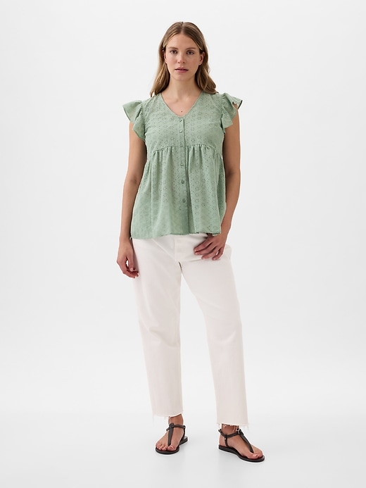 Image number 1 showing, Maternity Eyelet Shirt