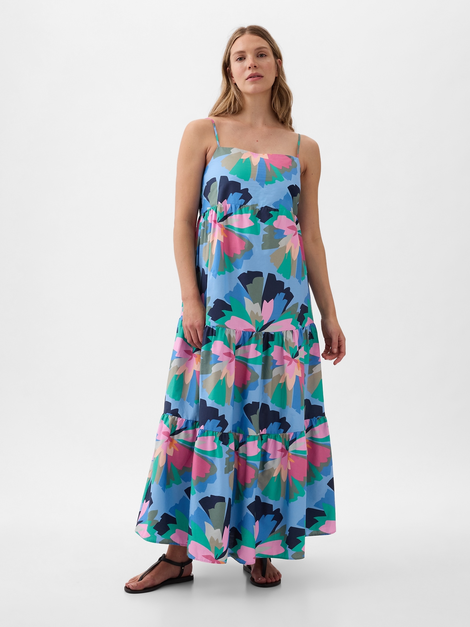 Gap Maternity Tiered Maxi Dress In Blue Floral