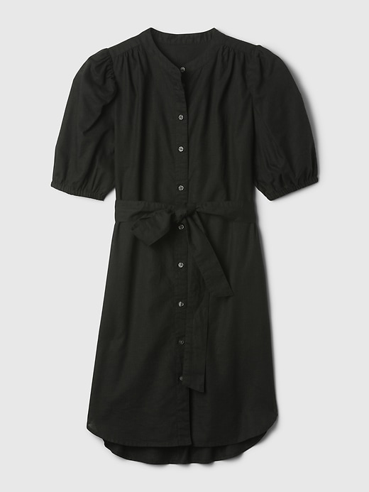 Image number 6 showing, Linen-Cotton Puff Sleeve Mini Shirtdress